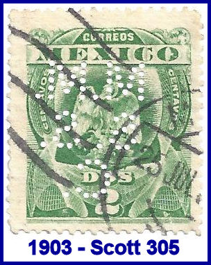 Mexico Mine and Smelter Co. 1903 perfin